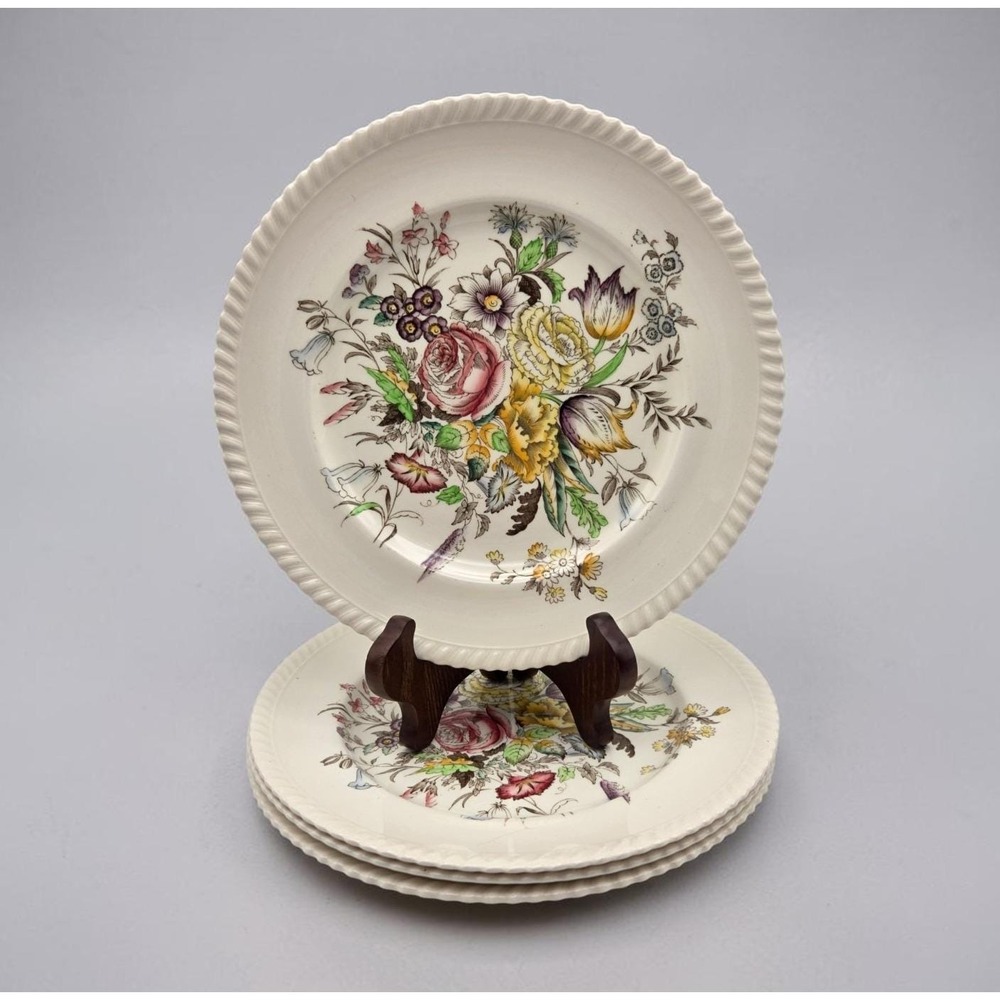Set Of 4 Vintage Johnson Brothers Garden Bouquet Floral 10" Dinner Plates